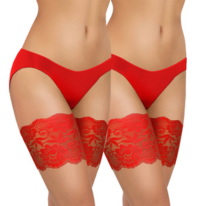 Czerwone samonośne opaski na uda damskie koronkowe 2-pak Sesto Senso – zapobieganie otarciom