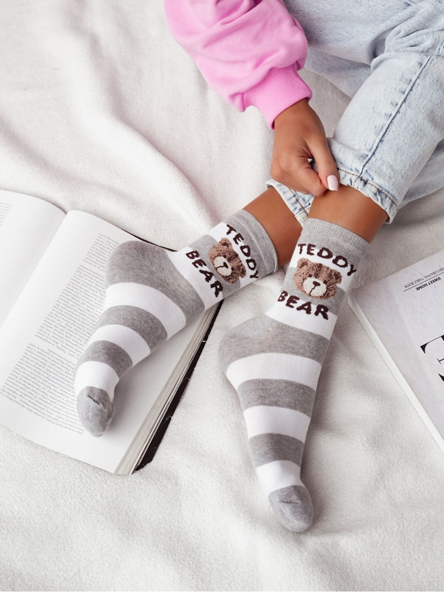 Szare bawełniane skarpety damskie 75% bawełny Milena – komfort na co dzień