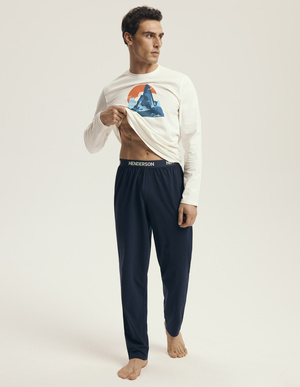 Męska piżama 43475 biała bawełniana