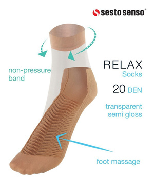 Nieuciskające skarpety damskie 20 Den z masażem Relax Sesto Senso – ulga dla nóg