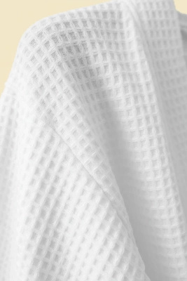 Biały unisex szlafrok kimono bawełna 280 g/m² Wafel Spod Igły i Nitki – komfort i styl.