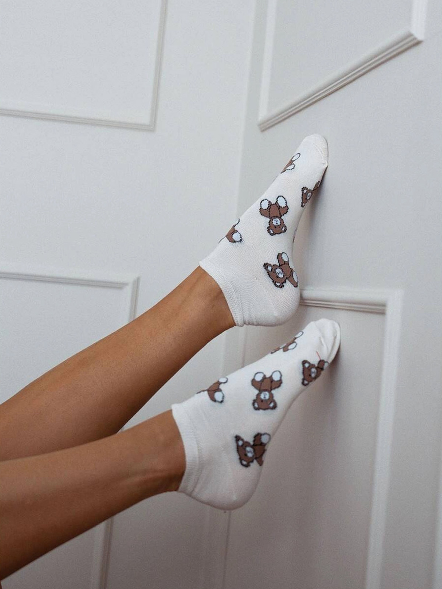 Stopki damskie bawełniane Misie całe