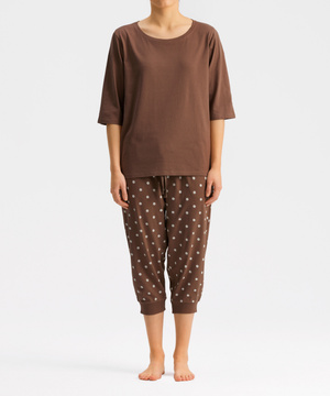 Brązowa piżama damska z krótkim rękawem 100% bawełna model NLP-471 Atlantic – komfort snu