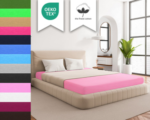 Różowe elastyczne prześcieradło z gumką 80% bawełna Jersey Sesto Senso – komfort snu