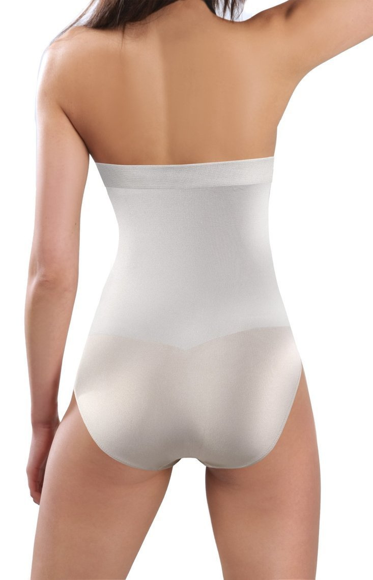 Białe bezszwowe slipy damskie wyszczuplające Sesto Senso – dyskretna korekcja sylwetki