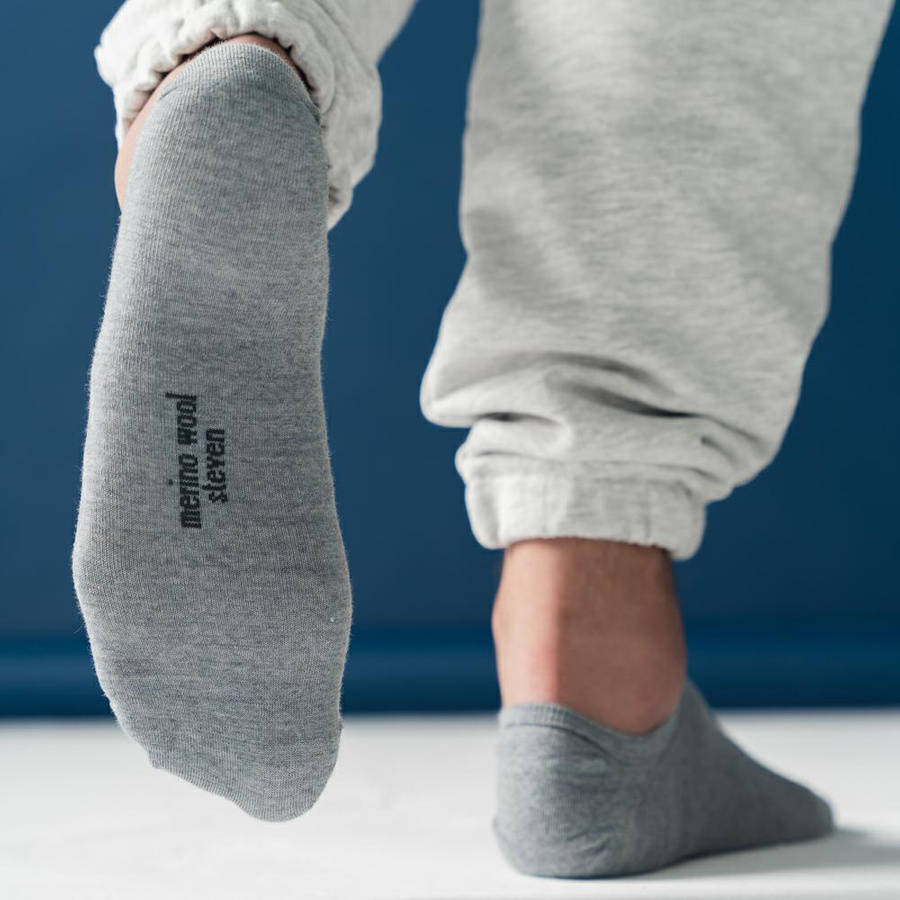 Stopki Męskie Szare Merino Wool