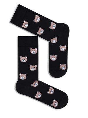 Skarpetki męskie Misie Głowy 0125.033, Kolor Czarny, Rozmiar 38-41