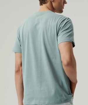 Niebieski T-shirt męski  x2 z efektem brzoskwini 100% bawełna Atlantic – maksymalna wygoda.