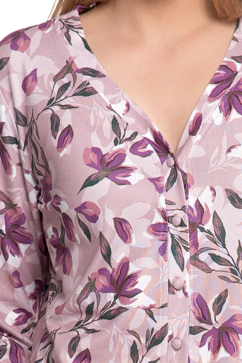 Piżama damska z długim rękawem i szerokimi nogawkami