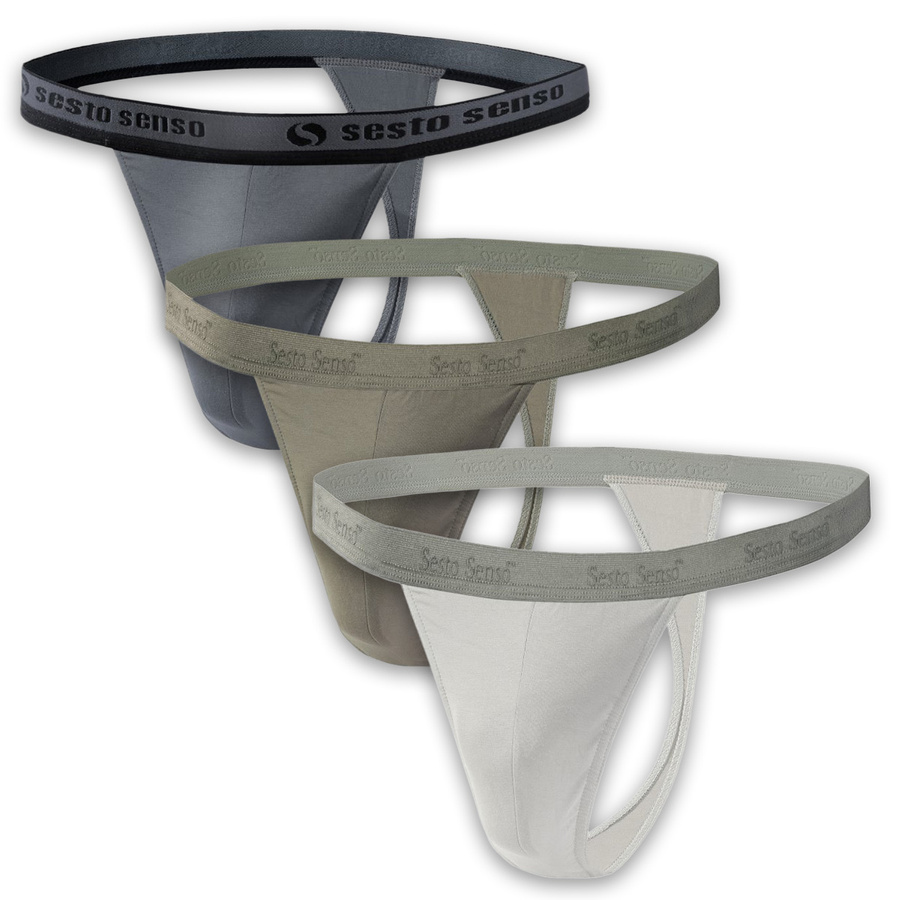 3x Stringi Męskie bawełniane z odkrytą gumą Tiger