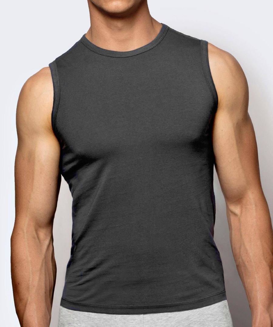 Grafitowa koszulka męska z bawełny 95% elastan Atlantic – komfort i styl na co dzień