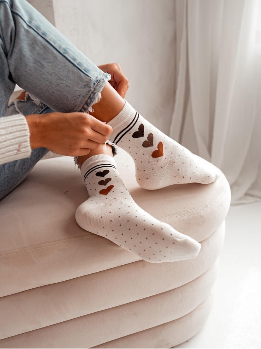 Skarpetki damskie Serca 0200.011, Kolor Beżowy, Rozmiar 37-41