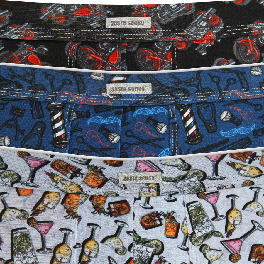 Kolorowe zabawne bokserki męskie 3-pak 95% bawełna Funny 09 Sesto Senso – komfort i styl