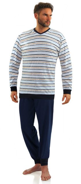 Piżama męska długa w paski dres 100% bawełna 2041/27 Sesto Senso – wygoda i styl