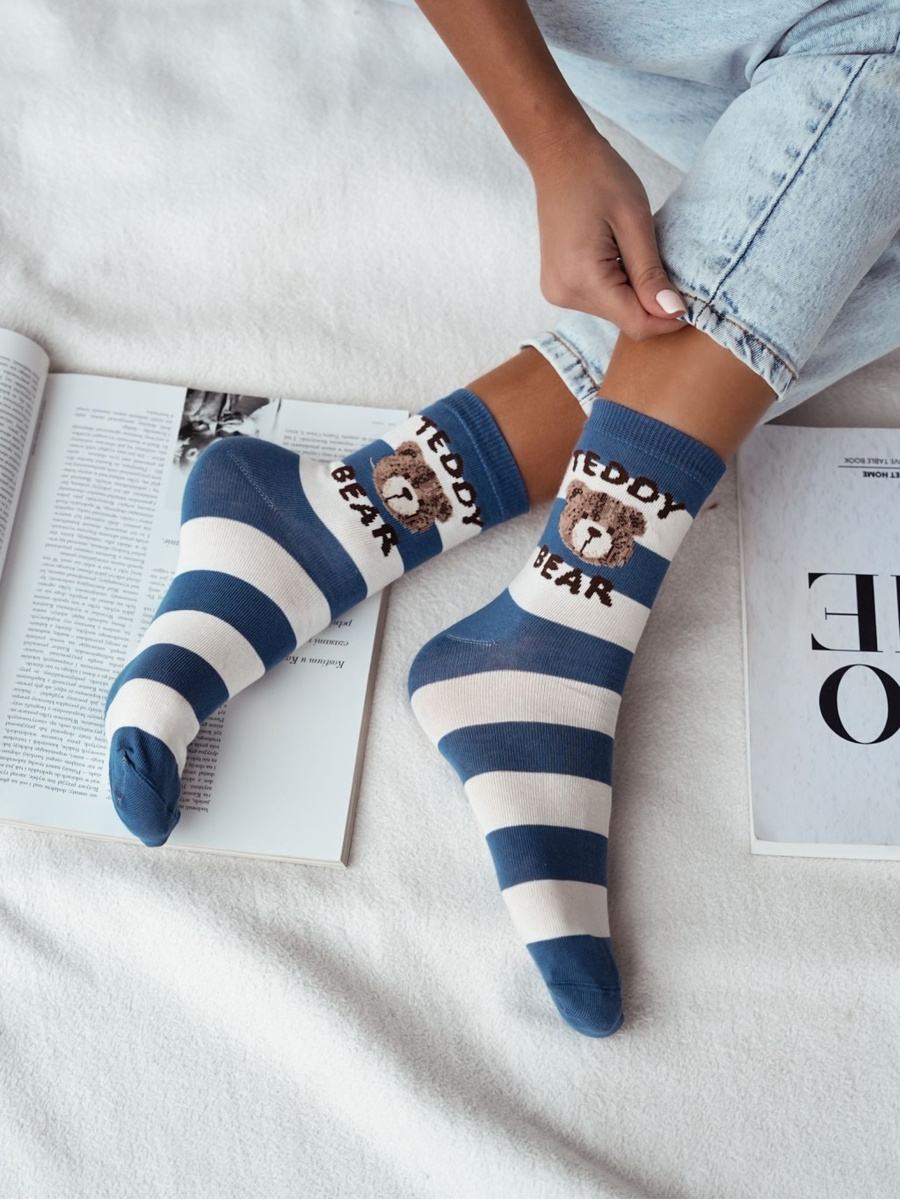 Szare bawełniane skarpety damskie 75% bawełny Milena – komfort na co dzień