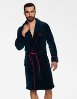 Szlafrok męski 36375 dark blue z kapturem