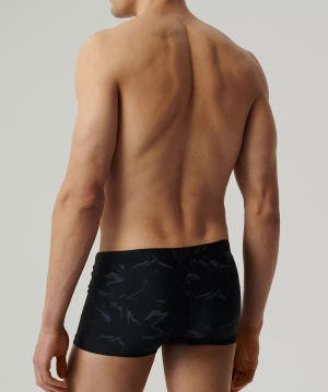 Atlantic Szorty kąpielowe męskie czarne grafitowy nadruk sportowy krój poliamid elastan szybkoschnące komfortowe