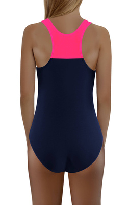 Granatowy elastyczny strój kąpielowy dziewczęcy BW690 Sesto Senso – komfort pływania