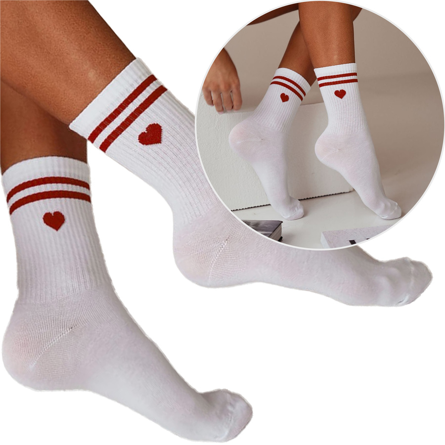 Skarpetki damskie serce z paskami