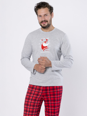 Czerwona świąteczna piżama męska 100% bawełna Sestimi – komfort na zimowe wieczory