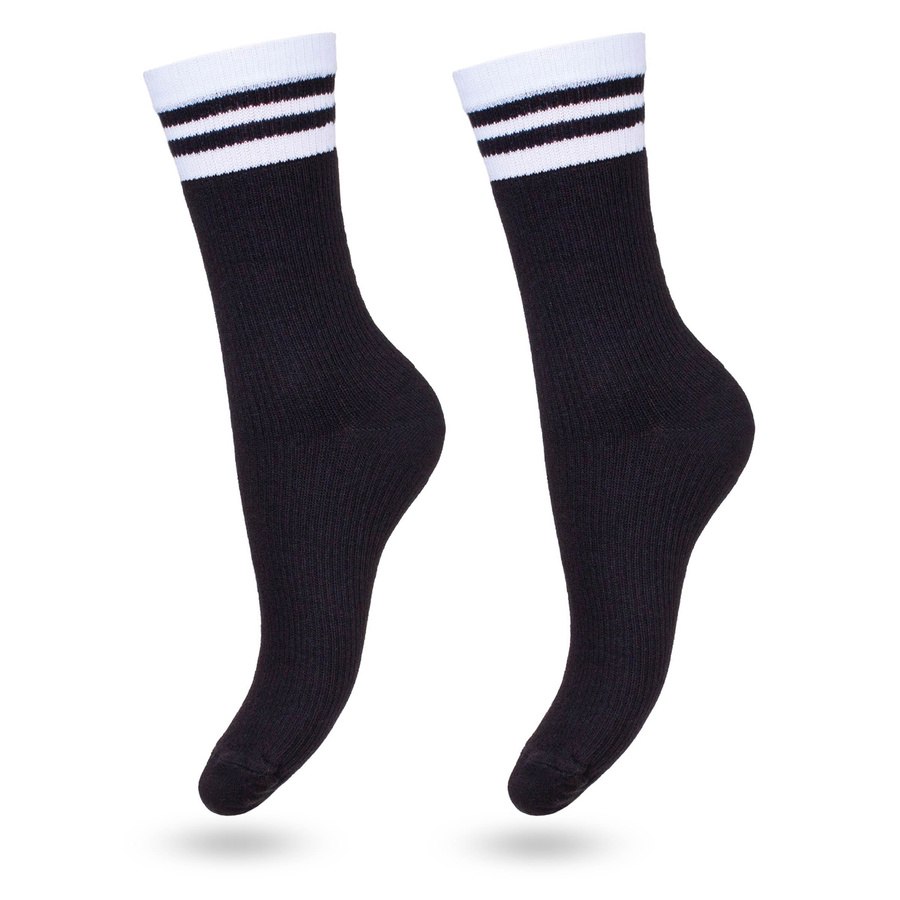 Skarpetki damskie w prążek z paskami