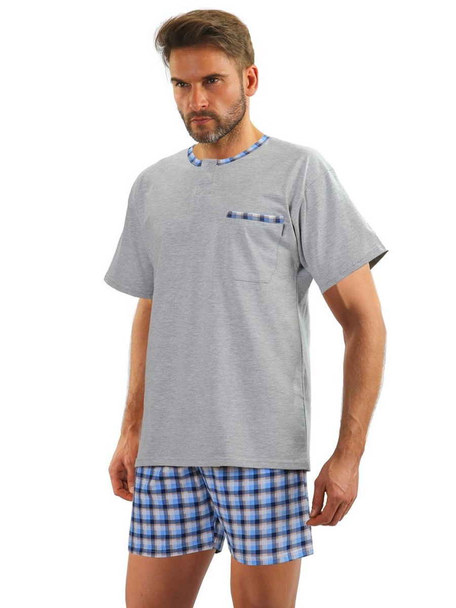 Piżama Męska Krótki Rękaw Krótkie Spodenki