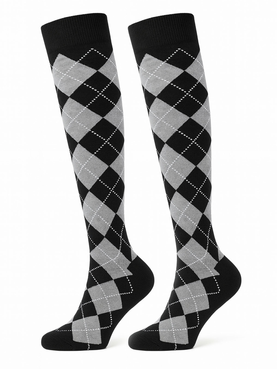 Podkolanówki damskie w romby Vintage 0248