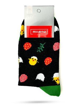 Czarne bawełniane skarpety damskie WIelkanoc 75% bawełna aPair – komfort na co dzień