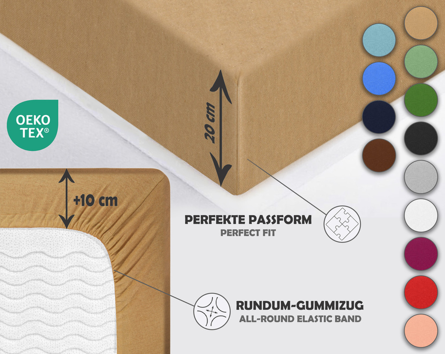 Beżowe elastyczne prześcieradło z gumką 80% bawełna Jersey Sesto Senso – komfort snu