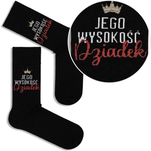 Skarpety męskie napis Jego Wysokość Dziadek 0200 Milena – idealny prezent na Dzień Dziadka
