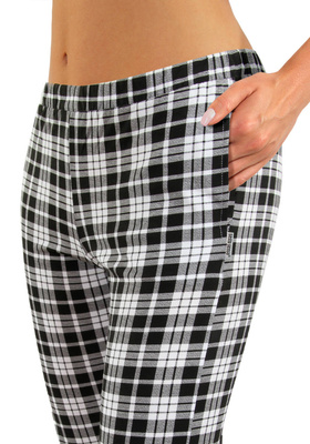 Długie spodnie piżamowe damskie w kratkę 100% bawełna Sesto Senso – komfort na co dzień