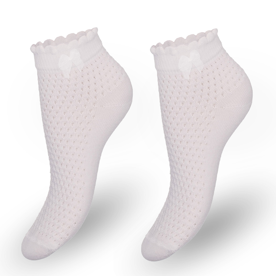 Skarpetki damskie ażurowe z kokardką 115