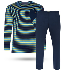 Piżama Męska długi rękaw długie spodnie bawełniana z ozdobną kieszonką