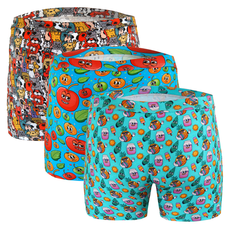 Kolorowe zabawne bokserki męskie 3-pak 95% bawełna Funny 09 Sesto Senso – komfort i styl