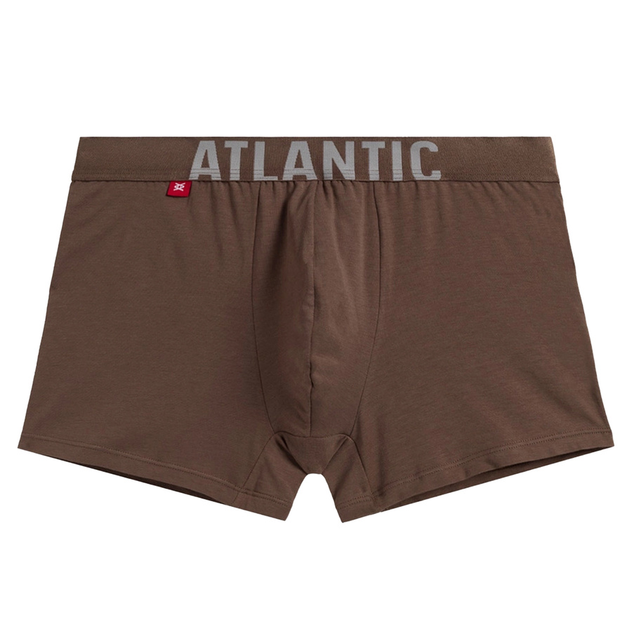 Brązowe obcisłe bokserki męskie 47% modal, 46% bawełna pima Atlantic – komfort i trwałość.