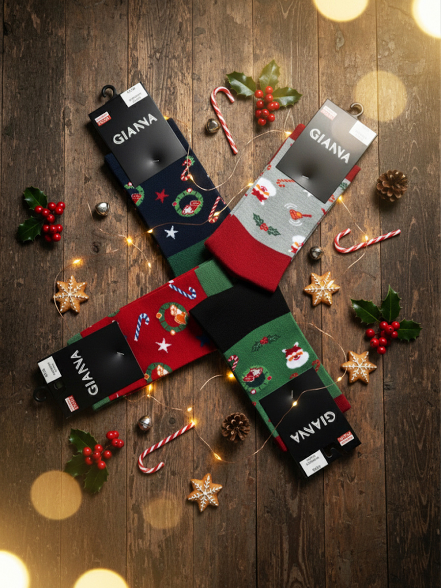 Skarpetki Męskie Świąteczne Wianek 