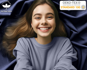 Granatowe elastyczne prześcieradło z gumką 80% bawełna Jersey Sesto Senso – komfort snu