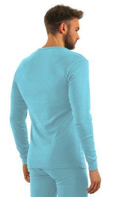 Niebieski podkoszulek męski z długim rękawem 95% bawełna Sesto Senso – wyjątkowy komfort