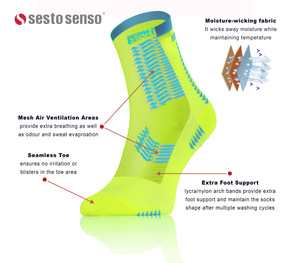 Żółte oddychające skarpety sportowe unisex SKB01 Sesto Senso – komfort i funkcjonalność