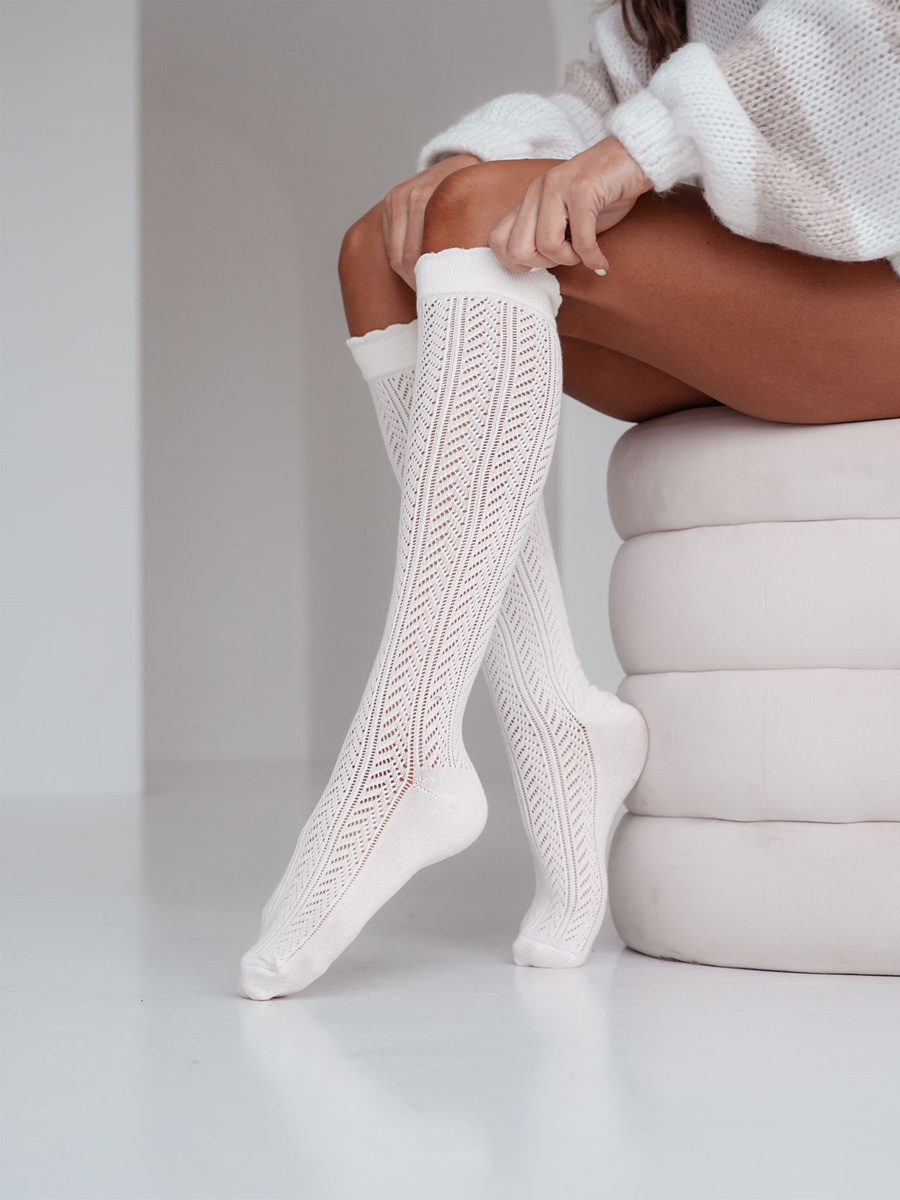 Podkolanówki Damskie Ażurowe Jodełka 330