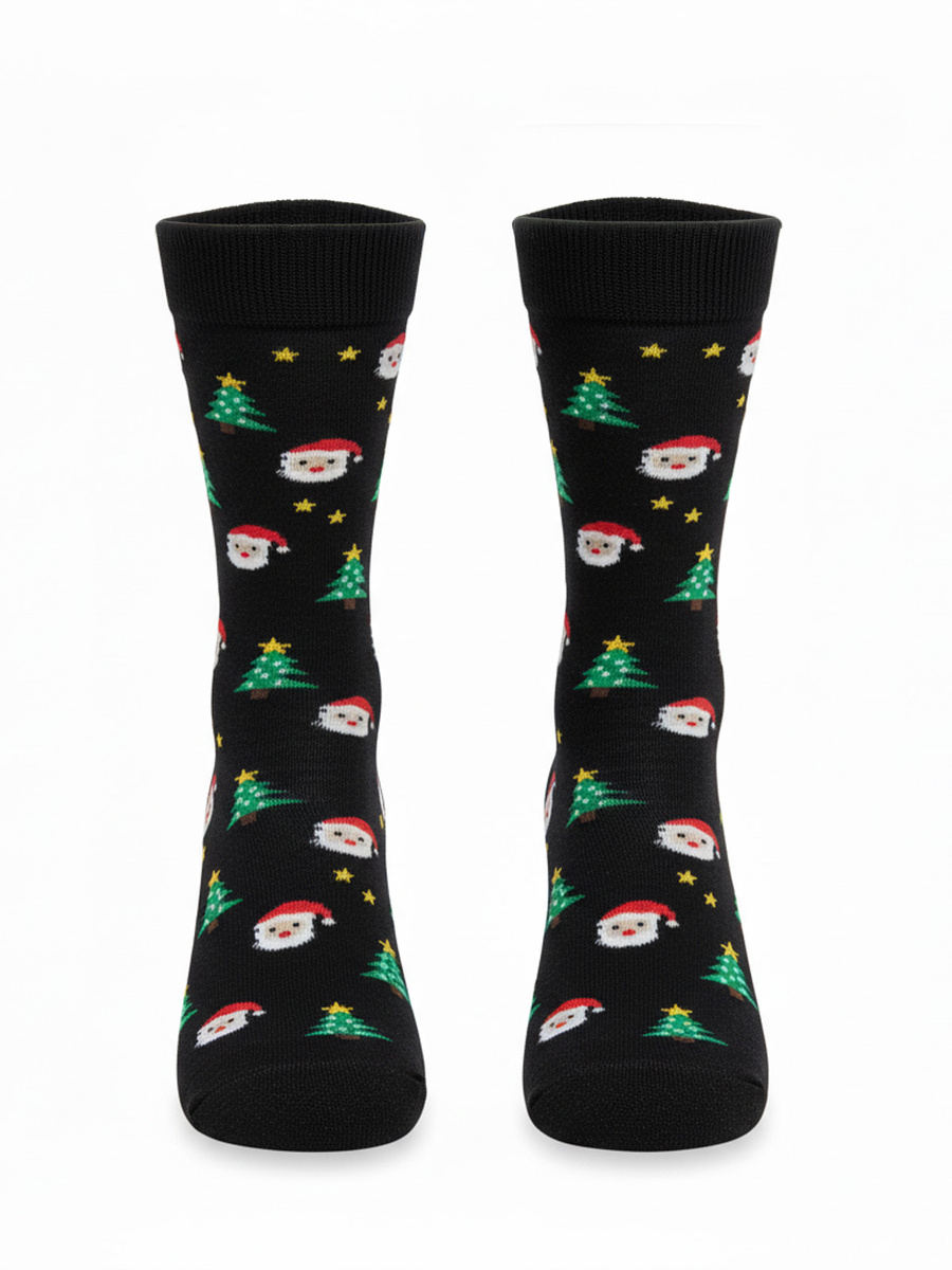 Czarne bawełniane skarpety męskie 75% świąteczne 1290 Milena – codzienna wygoda