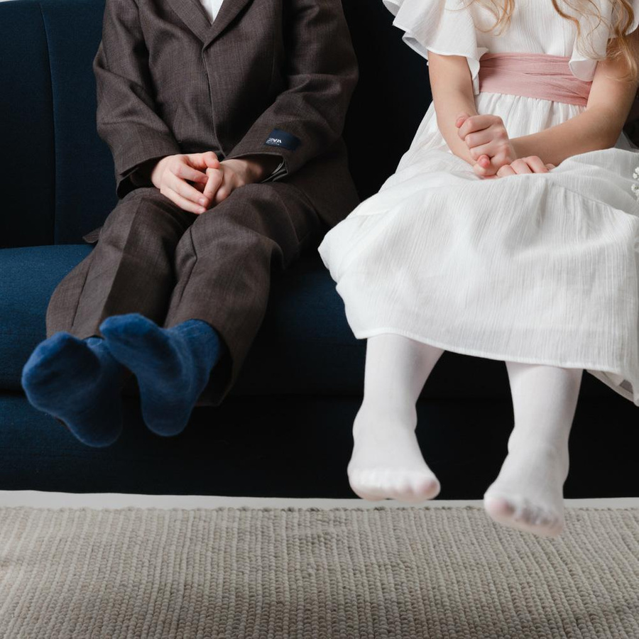 Skarpetki dziecięce z wełny merino bezuciskowe w prążek art. 130