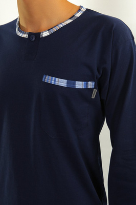 Pomarańczowa klasyczna piżama męska długa 100% bawełna Jasiek Sesto Senso – całoroczny komfort