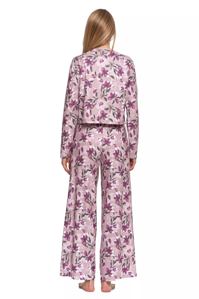 Piżama damska z długim rękawem i szerokimi nogawkami