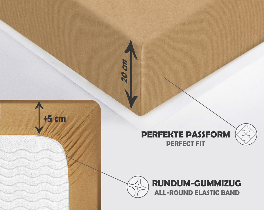 Beżowe elastyczne prześcieradło z gumką 80% bawełna Jersey Sesto Senso – komfort snu