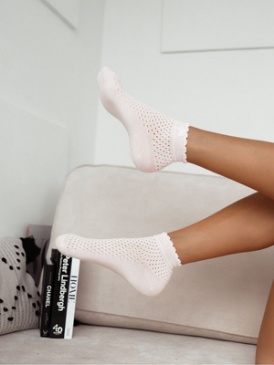 Skarpetki damskie ażurowe z kokardką 115