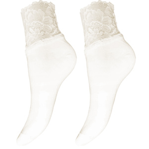 Skarpetki damskie z szeroką koronką 1061