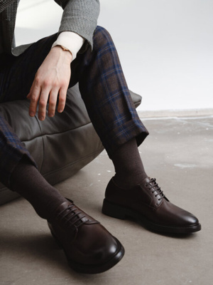 Męskie Podkolanówki Brązowe Merino Komfort