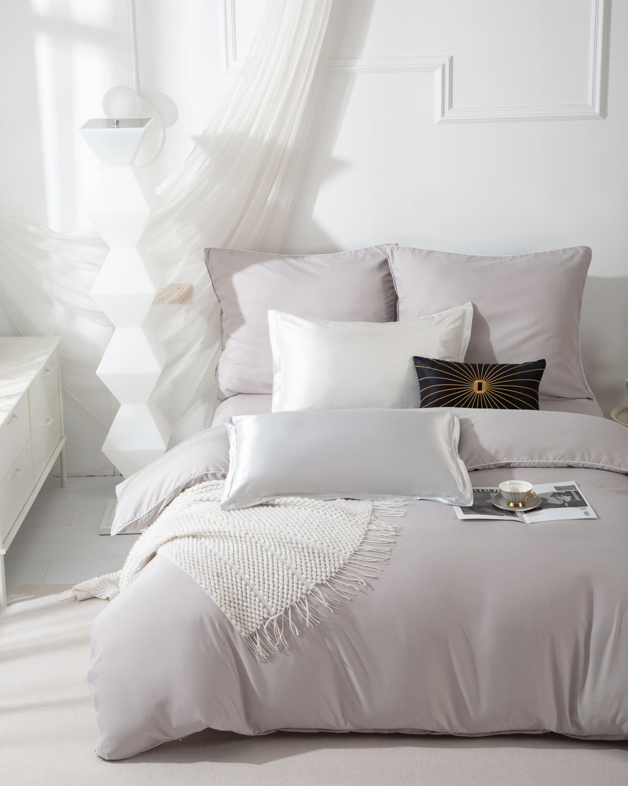 POŚCIEL QUEEN SZARY BIAŁA BIZA