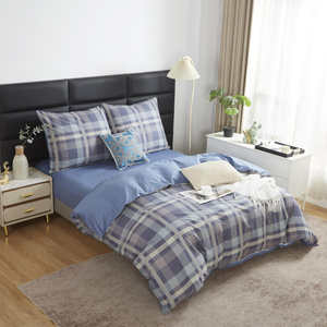 Dwustronna pościel w kratę Satynowa 100% bawełna Model S039 Spod Igły i Nitki – komfort snu